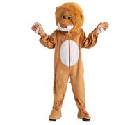 Dress Up America Disfraz y Máscara de León para Niños y Adultos - Traje de Peluche con Cabeza de León Furioso - Mameluco de Animal de Safari para Halloween y Cosplay