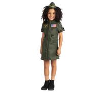 Dress Up America Disfraz De Piloto De Combate Para Niñas - Vestido De Piloto De Combate De La Fuerza Aérea - Traje De Vestir Top Gun Para Niñas