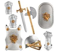 Dress Up America Set de armadura de caballero para niños - Escudo medieval y Playset del casco - Royal Knight Vestido para niños
