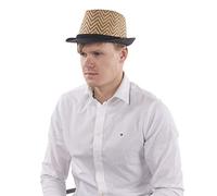 Dress Up America Sombrero Fedora de Chevron Marrón para Niños y Adultos - Accesorio de Disfraz Clásico con Estampado en Zigzag