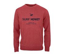 DRESSED IN MUSIC PLAY WITH ME Sudadera orgánica con Cuello Redondo Surf Monkey® (Rojo - XL)