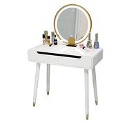 Dresser Makeup Vanity Dressing Table with Touchable Lighted Mirror 2 Drawers for Girl Women Dresser Desk for Bedroom White Dresser for Bedroom (Size : 90cm) (80cm)