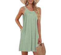 Dresses For Women, Ropa De Mujer Vestidos Vestidos Mujer Verano Vestido Sin Mangas De Color Liso Y Holgado para Minivestido Sexy con Bolsillos Vestido Camisero Fluido Túnica Verano Camisero Ligero A