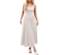 Dresses For Women - Vestido Informal para Mujer Cuello Cuadrado Largo Sin Mangas Maxi para Uso Diario Salidas Primavera Verano Y Otoño Cómodo Fluido Elegante Color Liso con Tirantes