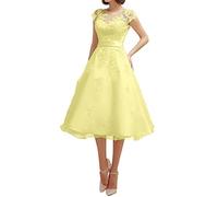 Dresses Onlie Una línea de vestidos de novia con apliques de encaje vestido de novia manga corta vestidos de noche, amarillo, 42