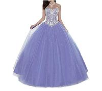 Dresses Onlie Vestidos de quinceañera de princesa para mujer, vestidos de noche, largos, vestidos de novia, elegantes, Lavanda 01, 44