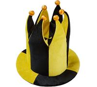 dressforfun 302060 Sombrero de bufón de Dos Colores, Sombrero Alto de Bufón en Tonos Amarillos y Negros, Disfraz de Bufón o de Aficionado al Fútbol