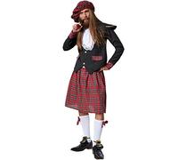 dressforfun 900424 - Disfraz de Noble escocés para hombre, kilt típico con gorra de cuadros, traje con falda escocesa de tartán, chaqueta con hombreras (L)