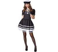 dressforfun 900505 Disfraz de Mujer Marinera, Disfraz Ceñido en Blanco y Negro (M| No. 302443)