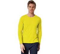 dressforfun 901001 Camiseta para Hombre Manga Larga, Cuello Redondo, 100% Algodón, Vestimenta Deportiva -Varios Modelos - (XL | Amarillo | Nr. 303223)