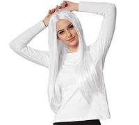 dressforfun 901010 Disfraz Complemento Unisex, Peluca de Cabello Largo Lacio, Fiesta Carnaval Halloween (Blanco | Nr. 303631)