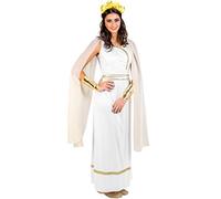 dressforfun Disfraz de diosa griega para mujer reina diosa antiguo | Vestido largo y elegante + excepcional tocado con diseño de laurel, puños preciosos con un toque brillante (L | no. 300200)