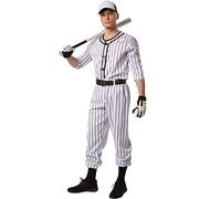 dressforfun Disfraz para Hombre Béisbol | Parte Superior de Manga Larga a Rayas | Pantalones Largos a Rayas | Incl. cinturón y un par de Calcetines (L | No. 301811)