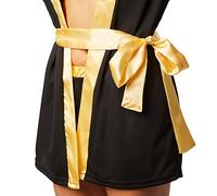 dressforfun Disfraz para Mujer Boxeadora | Disfraz de Boxeador con pantalón Corto, Top, Abrigo con Capucha, cinturón y Guantes de Boxeo (XL | Oro | no. 301822)