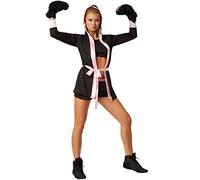 dressforfun Disfraz para Mujer Boxeadora | Disfraz de Boxeador con pantalón Corto, Top, Abrigo con Capucha, cinturón y Guantes de Boxeo (XXL | Rosa | no. 301828)