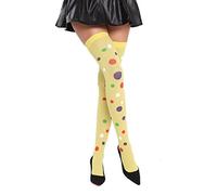 dressmeup Dress ME UP - BB-030-yellow Medias de Mujeres Overknees Halloween Carnaval Color Amarillo Lunares variopintos Polka Payaso