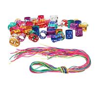 DRESSOOS 120piezas Accesorios Pelo Metal Anillos Trenzas Cuentas Trenzar Extensiones Trenzas Puños Coloridos