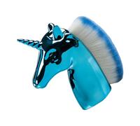 DRESSOOS 1pieza Brocha De Maquillaje Unicornio Mango Azul Para Polvo y Rubor Para Uso Diario y Profesional Incluye Funda De Transporte