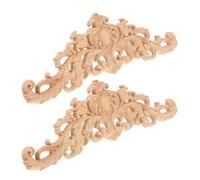 DRESSOOS 2 Apliques Decorativos de Madera Natural Tallada para Pared y Muebles, Bricolaje en Madera para Recortar, Diseño Floral de 30 X 8 Cm, Adecuado para Decoración del Hogar y Muebles,