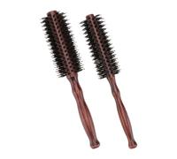DRESSOOS 2 Cepillos Redondos para Peinar y Rizar Cabello con Mango de Madera y Cerdas Naturales de Jabalí para Secar y Estilizar Cabello Marrón Tamaño S y L