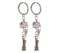 DRESSOOS 2 Piezas Llavero Metálico Dorado y Portátil con Diseño Estatua y Bandera Americana para Uso Diario y Llaves del Coche
