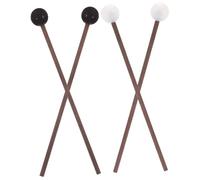 DRESSOOS 2pares Baquetas De Goma Para Tambor De Lengua De Blancas y Negras Mallet De Percusión Portátil Para Instrumentos Musicales Para Principiantes y Profesionales