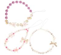DRESSOOS 3 Piezas Cadena Telefónica para Niñas, Cordón de Cuentas para Teléfono Celular de Acrílico, Ligero Absorción de Golpes, para Phone y Fundas, Compras y Viajes, Estilo Lindo y Único
