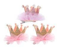 DRESSOOS 3 Piezas Pinzas Pelo de Niña Corona de Perlas y Encaje, Accesorios de Moda para Fiestas y Festivales, Clips para Cabello Infantil Color Aleatorio Varios estilos