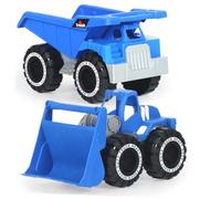 DRESSOOS 3 Piezas vehículo de construcción de Juguete Herramientas de Juguete excavador Juguetes Camiones salvadera ingeniería Coche de Juguete de Playa Juguete de camión Azul