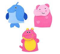 DRESSOOS 3piezas Guantes Exfoliantes Para Bebés Mitones De Baño De Cartoon Para Niñas Guantes De Ducha Suaves y Absorbentes Para Cuidado Piel Infantil Estilo Mixto