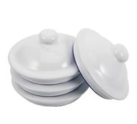 DRESSOOS 4 Tapas Esmaltadas para Taza y Mug, Redondas, Reutilizables y Fáciles de Limpiar, para Cocina y Hogar, Blanco