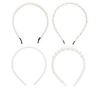 DRESSOOS 4piezas Diadema De Perlas Para Mujer De Plástico Para Bodas Accesorio De Moda Tocado Creativo De Perlas Para Fiesta De Boda o Formal