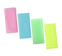 DRESSOOS 4piezas Toallas De Baño Exfoliantes De Nailon Para Cuerpo De Suaves Con Piel Diseño Alargado Con Anilla Para Colgar Masajeantes y Fáciles De Almacenar Para Ducha y Spa Hogar