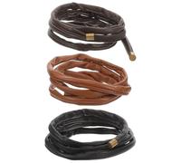 DRESSOOS Bandas Cabello Trenzadas 3 Piezas para Mujer y Niña Diademas de Cuero Sintético en Negro Café Claro y Café Oscuro Accesorios para Peinados y Soporte para Coleta