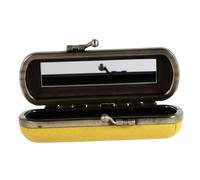 DRESSOOS Caja Caja De Pintalabios Cosmético Estuche De Lápiz Labial Floral Lápiz Labial De Maquillaje Brillo De Labios Tapa Estuche Individual Para Lápiz Labial Maquillaje Retro Pu Yellow