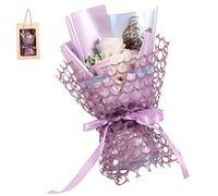 DRESSOOS Caja De Rosa De Jabón De Flores Ramo De Rosas Perfumadas Decoraciones De Ceremonia De Boda Ramo De Flores De Jabón Perfumado Jabón Para Mujeres Papel Púrpura