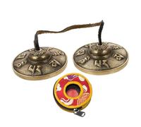 DRESSOOS Campana de Hecha a Nepal Platillos de Yoga Juego de 2 Instrumentos de Percusión de bajo Volumen