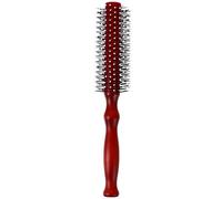 DRESSOOS Cepillo de Pelo Redondo Profesional Cerdas de Nylon, Ligero y Delicado, Mango de Madera Rojo Adecuado para Peinar Rizos y Moldear Flequillos en Casa