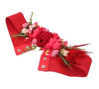 DRESSOOS CinturóN Flores Rojo Mujer EláStico FajíN Decorativo Para Bodas Fiesta Accesorio Cintura Nupcial 28.93X3.14In