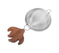 DRESSOOS Colador de Té Mango de Madera de Nogal de Acero Inoxidable y Filtro de Malla Fina Diseño Creativo Protección contra Quemaduras para Jugos y Cacao