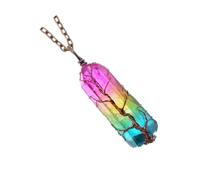 DRESSOOS Collar de cristal - Elegante collar con colgante colorido - Joyería retro del árbol de la vida - Accesorio de piedra de chakra colorida para festivales - Regalo de moda para mujeres, niñas