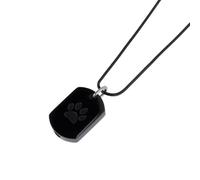 DRESSOOS Collar de Urna Cuadrado con Diseño de Huella Canina en Acero Negro, Joyería Conmemorativa de Mascotas, Seguro y Elegante para Uso Diario