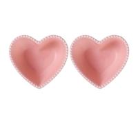 DRESSOOS Cuencos Fáciles de Limpiar Excelente Conductividad Térmica Pequeños de Cerámica en Forma de Corazón Rosa, 2 Piezas para Cocinar Huevos al Vapor y Preparar Postres