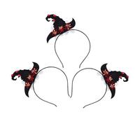 DRESSOOS Diadema para Halloween 3 Piezas con Sombrero de Bruja Floral, Aro Pelo de Disfraz, Accesorios para Cabello de Fiesta y Cosplay, Diseño Cómodo y Ligero para Mujer y Niña
