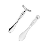 DRESSOOS Espátula de Maquillaje de Metal para Ojos 2 Piezas Palo de Masaje Facial Mini Cuchara Portátil Herramienta de para Mujeres y Niñas para Aplicación de Crema