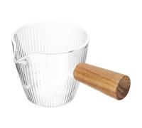 DRESSOOS Jarra de Leche de Vidrio Mango de Madera para Restaurantes y Hogar, Diseño Creativo y Fácil de Agarrar, Adecuado para Servir Leche y Café