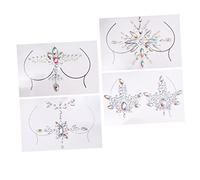 DRESSOOS Joyas Cuerpo y Pegatinas Pecho 4 Piezas Tamaño Único Gemas De Imitación Para Festivales y Fiestas Decoración Corporal