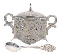 DRESSOOS Juego de Tarro de Cocina Tapa y Cuchara Gran Capacidad Diseño Europeo Clásico Azucarero de Aleación de Zinc y Fácil de Usar para Hotel o Cantina