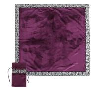 DRESSOOS Mantel con Borde Dorado de Tarot 66x66 Cm de Terciopelo Púrpura y Bolsa Resistente para Barajas, Adecuado para Adivinadores en Lectura