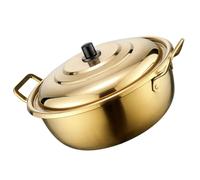 DRESSOOS Olla de Acero Inoxidable Dorada para Cocinar Ramen Coreano con Asas Dobles, Versátil y Fácil de Transportar para Sopa y Estofado